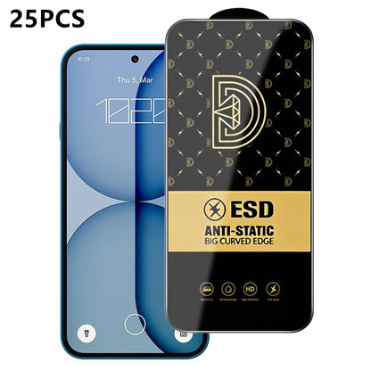 25pcs Royal Diamond Anti-Static Screen-Printed HD Tempered Glass Film, For Nothing Phone 4a Pro, For Nothing Phone 4a, For Nothing Phone 3a, For Nothing Phone 3a Pro