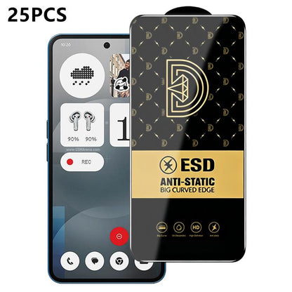 25pcs Royal Diamond Anti-Static Screen-Printed HD Tempered Glass Film, For Nothing Phone 4a Pro, For Nothing Phone 4a, For Nothing Phone 3a, For Nothing Phone 3a Pro