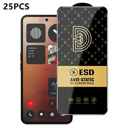 25pcs Royal Diamond Anti-Static Screen-Printed HD Tempered Glass Film, For Nothing Phone 4a Pro, For Nothing Phone 4a, For Nothing Phone 3a, For Nothing Phone 3a Pro