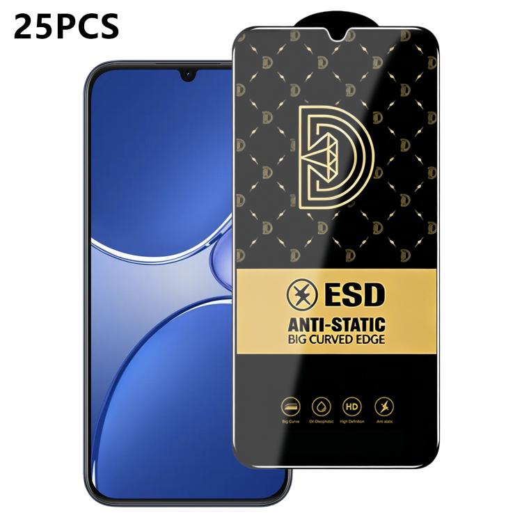 25pcs Royal Diamond Anti-Static Screen-Printed HD Tempered Glass Film, For Realme C100i 4G, For Realme C100x 4G, For Realme C100 5G, For Realme Narzo 100 Lite 5G, For Realme P4 Lite 5G, For Realme Note 80 4G, For Realme C83 5G, For Realme P4 Lite 4G   ...