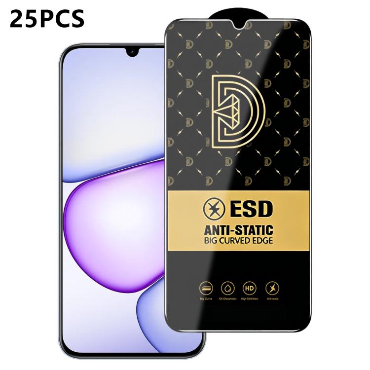 25pcs Royal Diamond Anti-Static Screen-Printed HD Tempered Glass Film, For Realme C100i 4G, For Realme C100x 4G, For Realme C100 5G, For Realme Narzo 100 Lite 5G, For Realme P4 Lite 5G, For Realme Note 80 4G, For Realme C83 5G, For Realme P4 Lite 4G   ...