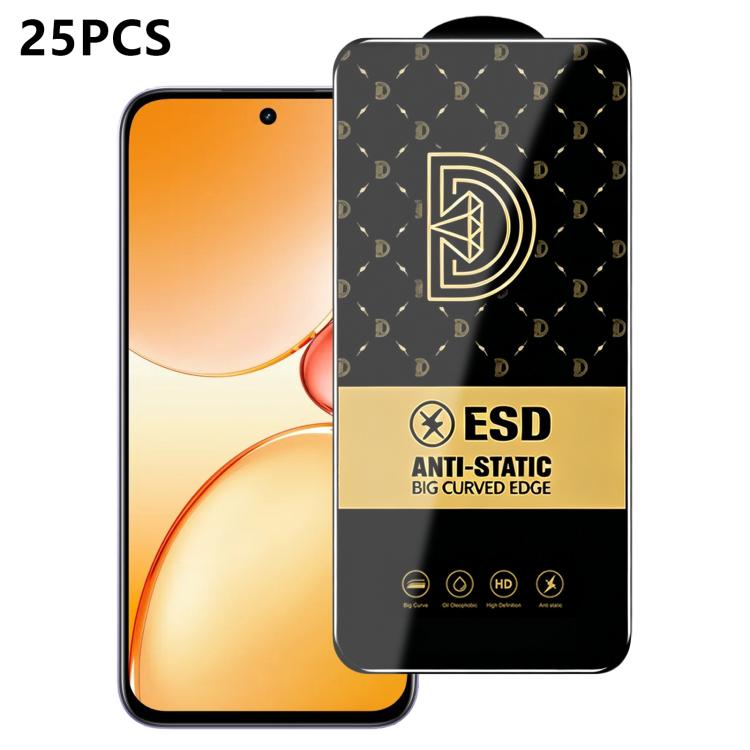 25pcs Royal Diamond Anti-Static Screen-Printed HD Tempered Glass Film, For Realme C100i 4G, For Realme C100x 4G, For Realme C100 5G, For Realme Narzo 100 Lite 5G, For Realme P4 Lite 5G, For Realme Note 80 4G, For Realme C83 5G, For Realme P4 Lite 4G   ...