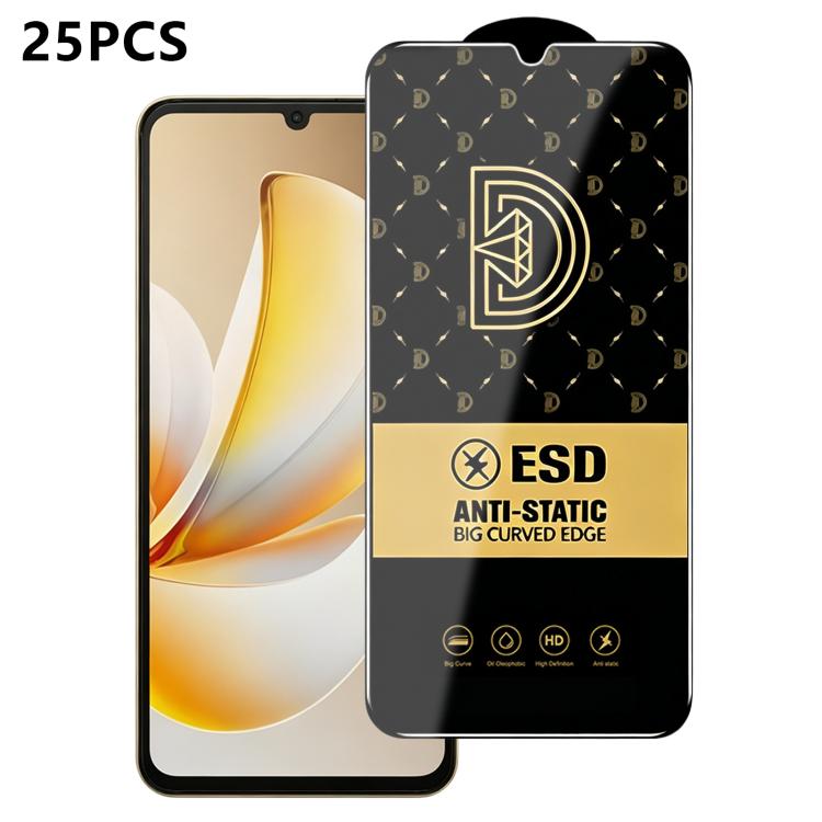 25pcs Royal Diamond Anti-Static Screen-Printed HD Tempered Glass Film, For Realme C100i 4G, For Realme C100x 4G, For Realme C100 5G, For Realme Narzo 100 Lite 5G, For Realme P4 Lite 5G, For Realme Note 80 4G, For Realme C83 5G, For Realme P4 Lite 4G   ...