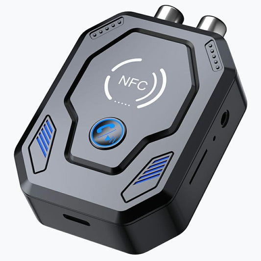 W24 AUX + RCA Dual Port & TF Card Slot NFC Bluetooth 5.4 Audio Transceiver Car Audio Adapter