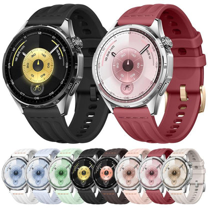 One Line Triple Loop Design Solid Color Silicone Watch Band, 22mm, 18mm