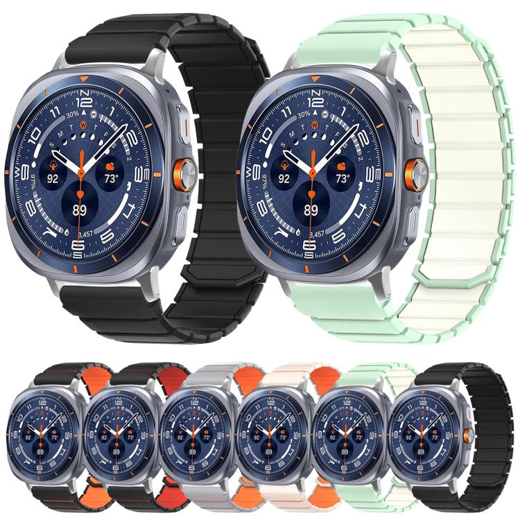 Two Color Magnetic Silicone Watch Band, For Galaxy Watch Ultra2 2026 / 2025 / 1 2024, For Galaxy Watch9 / 8 / 8 Classic