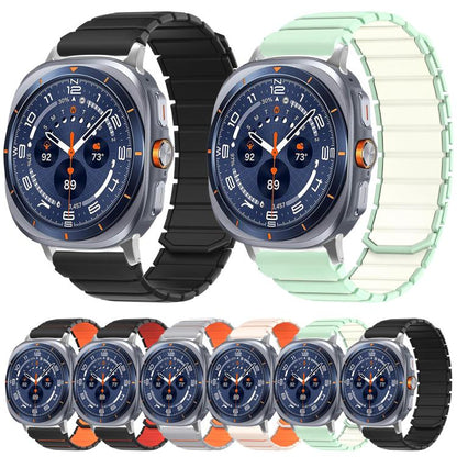Two Color Magnetic Silicone Watch Band, For Galaxy Watch Ultra2 2026 / 2025 / 1 2024, For Galaxy Watch9 / 8 / 8 Classic