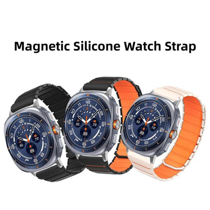 Two Color Magnetic Silicone Watch Band, For Galaxy Watch Ultra2 2026 / 2025 / 1 2024, For Galaxy Watch9 / 8 / 8 Classic