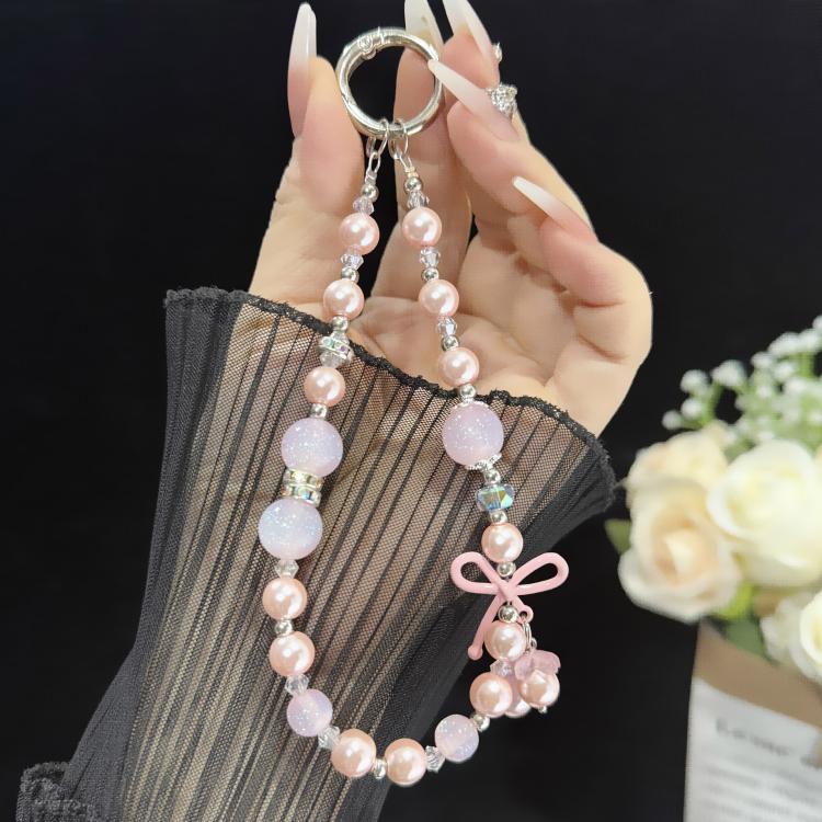 Candy Butterfly Pearl Beaded Chain, Pink, Blue, Purple