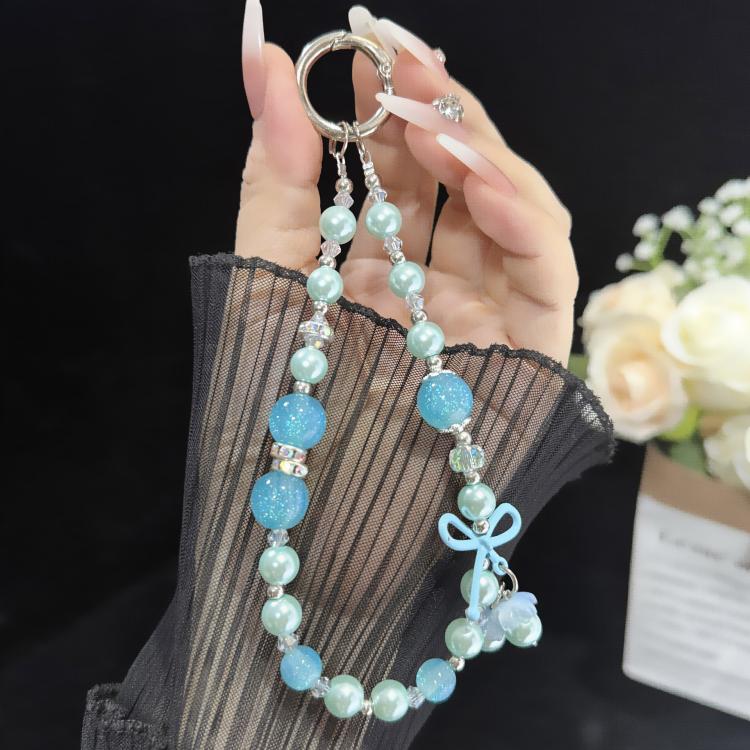 Candy Butterfly Pearl Beaded Chain, Pink, Blue, Purple