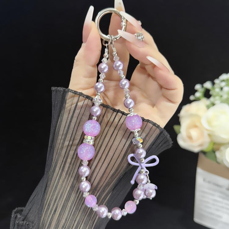 Candy Butterfly Pearl Beaded Chain, Pink, Blue, Purple