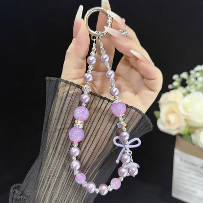 Candy Butterfly Pearl Beaded Chain, Pink, Blue, Purple