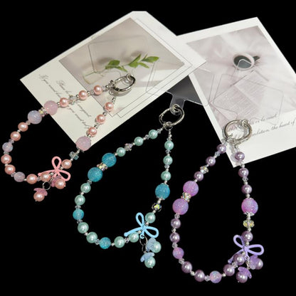 Candy Butterfly Pearl Beaded Chain, Pink, Blue, Purple