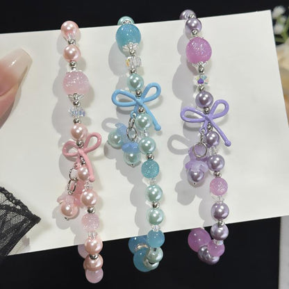 Candy Butterfly Pearl Beaded Chain, Pink, Blue, Purple