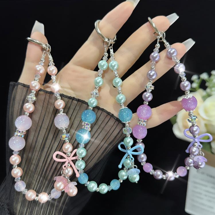 Candy Butterfly Pearl Beaded Chain, Pink, Blue, Purple