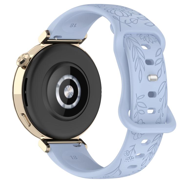Sunflower Pattern Butterfly Buckle Silicone Watch Band, 22mm, 20mm, 18mm