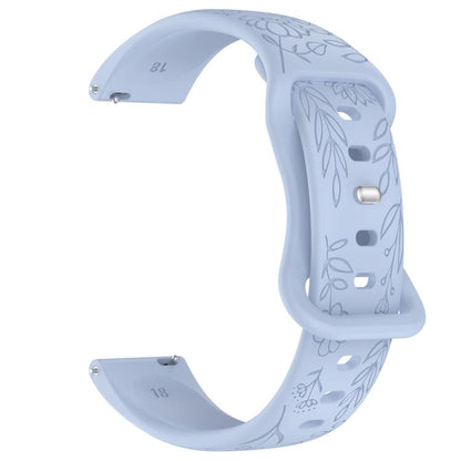 Sunflower Pattern Butterfly Buckle Silicone Watch Band, 22mm, 20mm, 18mm