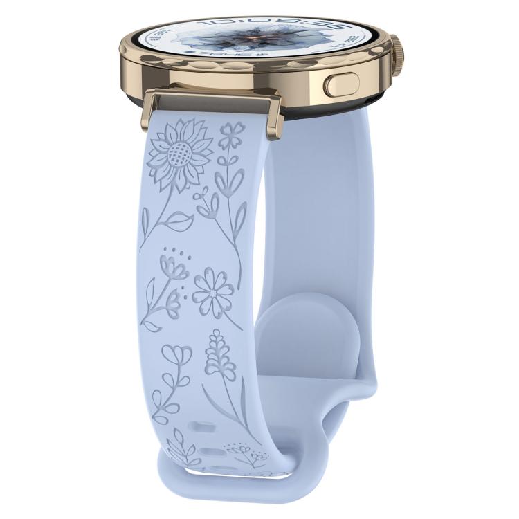 Sunflower Pattern Butterfly Buckle Silicone Watch Band, 22mm, 20mm, 18mm
