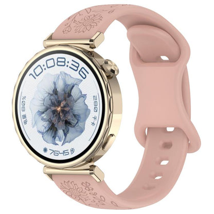 Sunflower Pattern Butterfly Buckle Silicone Watch Band, 22mm, 20mm, 18mm