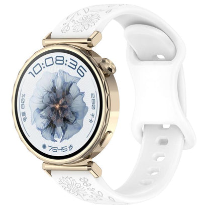 Sunflower Pattern Butterfly Buckle Silicone Watch Band, 22mm, 20mm, 18mm