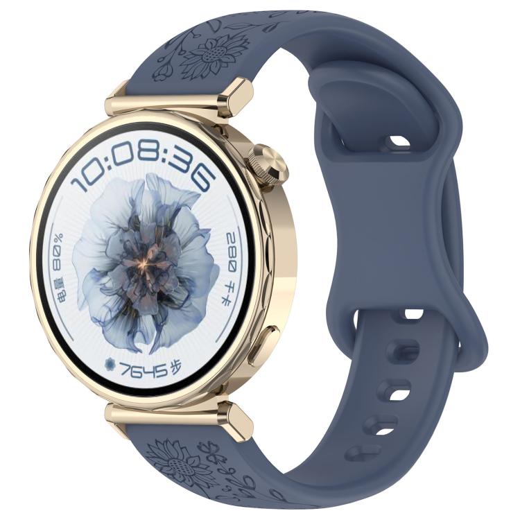 Sunflower Pattern Butterfly Buckle Silicone Watch Band, 22mm, 20mm, 18mm