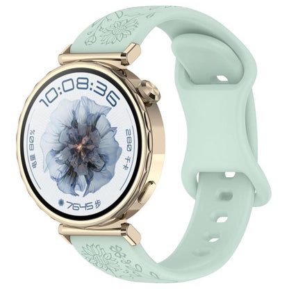 Sunflower Pattern Butterfly Buckle Silicone Watch Band, 22mm, 20mm, 18mm