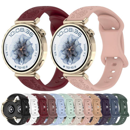 Sunflower Pattern Butterfly Buckle Silicone Watch Band, 22mm, 20mm, 18mm