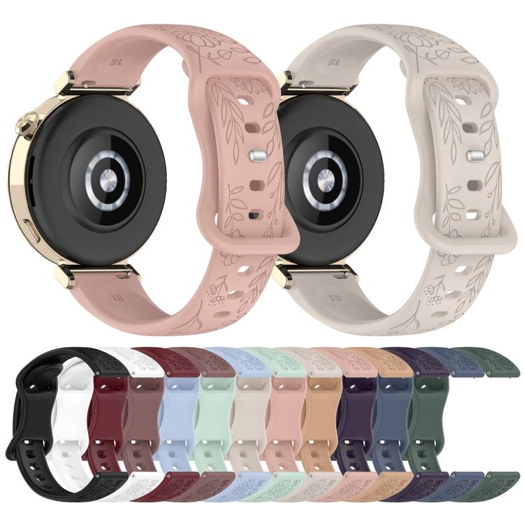 Sunflower Pattern Butterfly Buckle Silicone Watch Band, 22mm, 20mm, 18mm