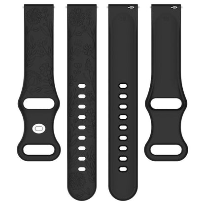 Sunflower Pattern Butterfly Buckle Silicone Watch Band, 22mm, 20mm, 18mm