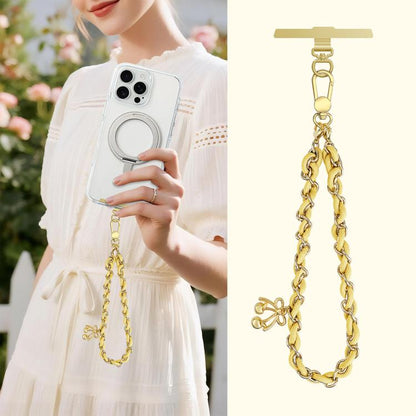 Sweet & Cool Two-Tone Metal-Woven Polyester Phone Chain