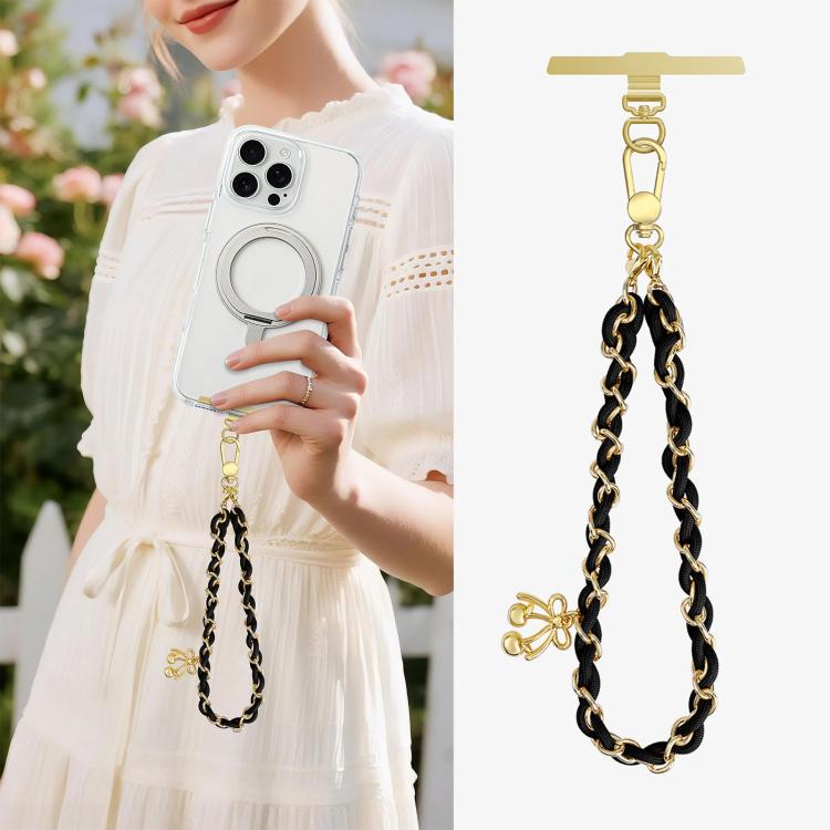 Sweet & Cool Two-Tone Metal-Woven Polyester Phone Chain