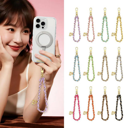 Sweet & Cool Two-Tone Metal-Woven Polyester Phone Chain