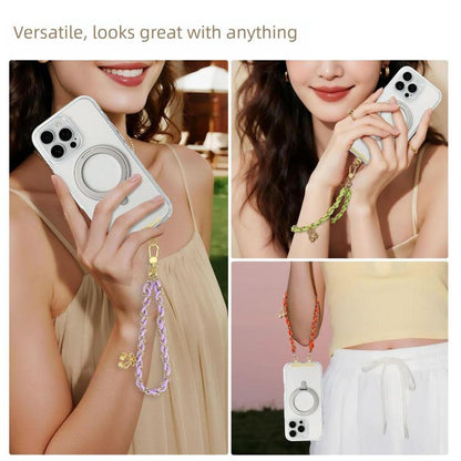 Sweet & Cool Two-Tone Metal-Woven Polyester Phone Chain