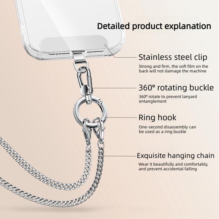 Rotatable Clasp Metal Chain Crossbody Neck Phone Lanyard