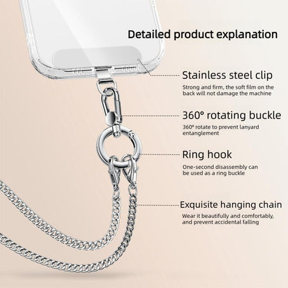 Rotatable Clasp Metal Chain Crossbody Neck Phone Lanyard