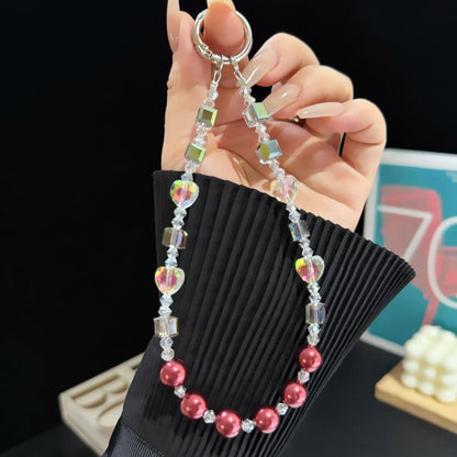 Square Gradient Pearl Minimalist Beaded Chain, Pink, Blue, Purple, Red, Yellow