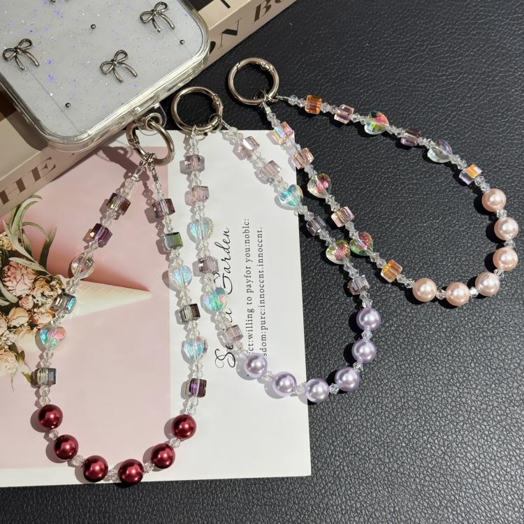 Square Gradient Pearl Minimalist Beaded Chain, Pink, Blue, Purple, Red, Yellow