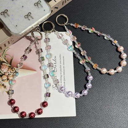 Square Gradient Pearl Minimalist Beaded Chain, Pink, Blue, Purple, Red, Yellow