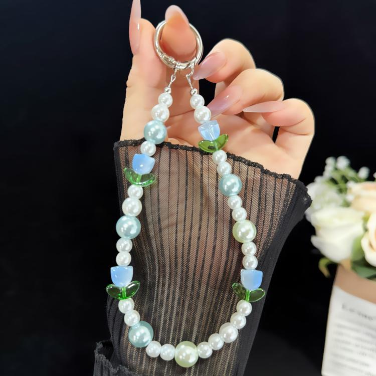 Tulip Letter Pearl Crystal Bead Chain, Pink, Blue, Purple, Yellow