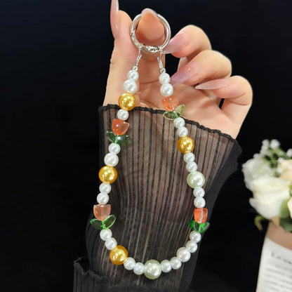 Tulip Letter Pearl Crystal Bead Chain, Pink, Blue, Purple, Yellow