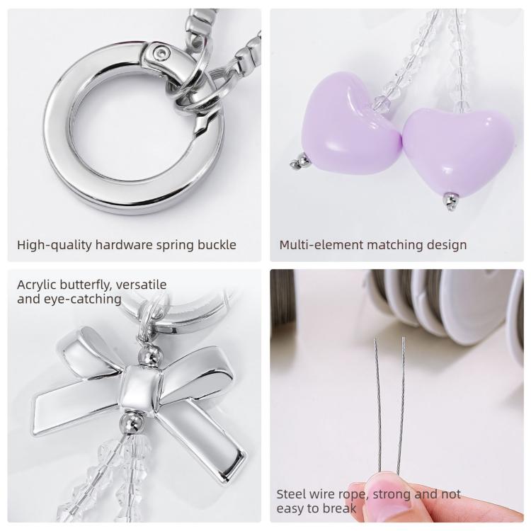 Dopamine Bow Heart-Shaped Ornament Cell Phone Strap