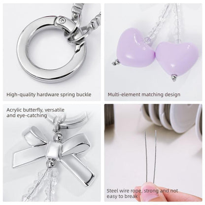 Dopamine Bow Heart-Shaped Ornament Cell Phone Strap