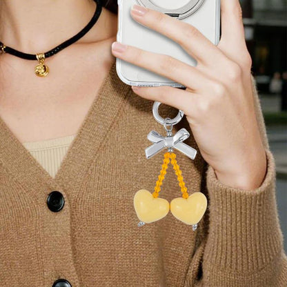 Dopamine Bow Heart-Shaped Ornament Cell Phone Strap