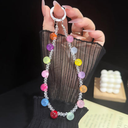 Solid Gradient Jelly Fine Crystal Beaded Chain, Pink, Colorful, Purple, Orange