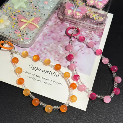 Solid Gradient Jelly Fine Crystal Beaded Chain, Pink, Colorful, Purple, Orange