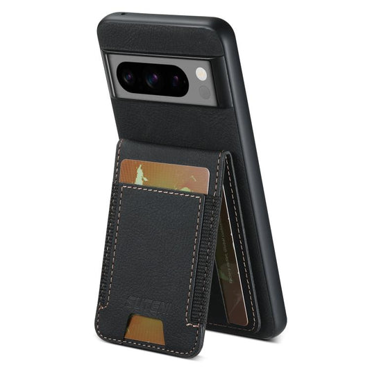 Suteni H03 Litchi Leather Card Bag Stand Back Phone Case, For Google Pixel 11 Pro XL, For Google Pixel 11, For Google Pixel 11 Pro