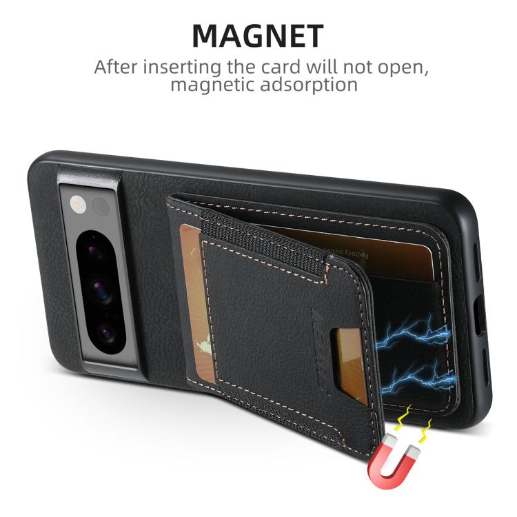 Suteni H03 Litchi Leather Card Bag Stand Back Phone Case, For Google Pixel 11 Pro XL, For Google Pixel 11, For Google Pixel 11 Pro