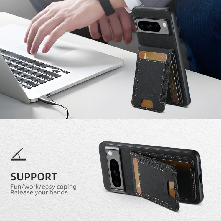 Suteni H03 Litchi Leather Card Bag Stand Back Phone Case, For Google Pixel 11 Pro XL, For Google Pixel 11, For Google Pixel 11 Pro