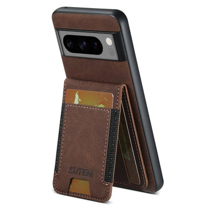 Suteni H03 Litchi Leather Card Bag Stand Back Phone Case, For Google Pixel 11 Pro XL, For Google Pixel 11, For Google Pixel 11 Pro