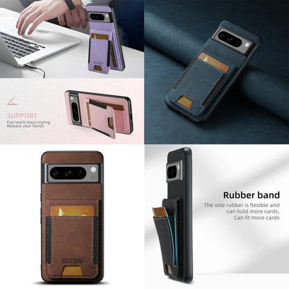 Suteni H03 Litchi Leather Card Bag Stand Back Phone Case, For Google Pixel 11 Pro XL, For Google Pixel 11, For Google Pixel 11 Pro